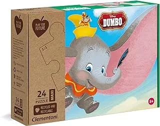 Clementoni 20261 Disney Dumbo-24 Maxi Pieces-Made In Italy-100% Recycled Materials, Jigsaw Puzzle For Kids