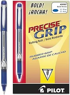 PILOT Precise Grip Liquid Ink Rolling Ball Stick Pens, Bold Point, Blue Ink, 12-Pack (28902)