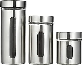 Harmony 2724623292946 Glass Canister With Stainless Steel Coat 3 Pieces Set