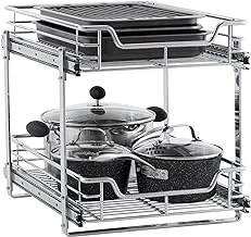 Household Essentials C21521-1 Glidez Dual 2-Tier Sliding Cabinet Organizer, 14.5