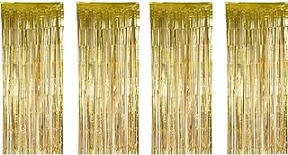 Lele Metallic Foil Fringe Curtains (1X 3M, Light Gold, Pack Of 4)