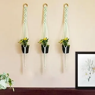 TrustBasket Sensa Macrame Hanger Set of 3 | Rope Flower Pot Holder for Indoor Outdoor Balcony Gardening (Pot not Included)