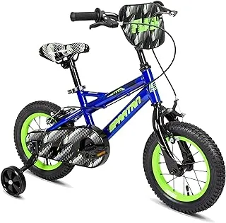 Spartan Flash Kids’ Bicycle for Ages 3-7; Kids and Toddler Bike with Training Wheels; 12-16 Inch Boys’ in Blue Green; Hardy Soft Cushion Saddle, Quick Release Seat Lever