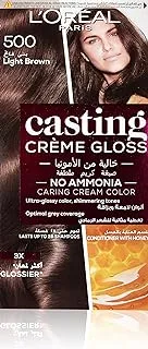 L'Oreal Paris Casting Crème Gloss No Ammonia Hair Color for Shiny Hair, 500 Light Brown, Pack of 2