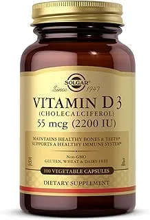 Solgar Vitamin D3 (Cholecalciferol) 55 Mcg, (2200 Iu) 100 Vegetable Capsules