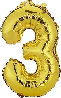 KASTWAVE Rosymoment 40 cm Number 3 Balloon Glittering Golden Color Grand Size For Special Occasions And Birthday Wedding Anniversary Decoration REUsable, 3Gold40cm, 40 Inch