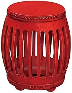 Dubai Garden Centre NB Stylish Ancient Design Drum Shape Stool, Red