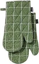 Ladelle Eco Check Oven Mitt 2 Pieces, Green