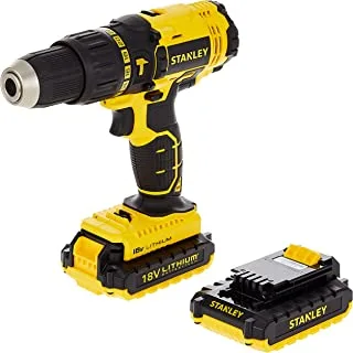 Stanley Cordless Hammer Drill with Kit Box, 18V, 1.5Ah Li-Ion Battery + Cubix Red Line Laser Level - SCH20S2KMEA2-B5