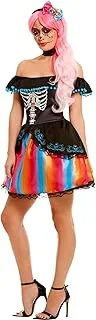 Smiffys Day of the Dead Senorita Ombre Costume, Multi-Colour, 51046S