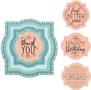 Sizzix Framelits Die Set with Stamps, Layered Labels by Courtney Chilson, 6 Pack, Multiple Sizes, Multicolor