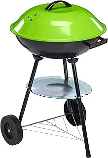 Royalford Wheeled Barbecue Stand With Grill, Rf10360 | Iron Construction | Large Grilling Area | Detachable And Portable Design | Easy Transport With Wheels | Heat Resistant Handle, Multicolor