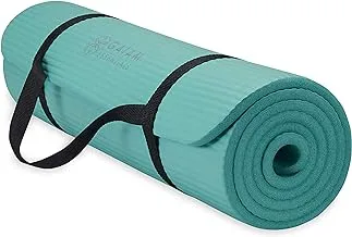 Gaiam Essentials Thick Yoga Mat Fitness & Exercise Mat with Easy-Cinch Yoga Mat Carrier Strap, 72