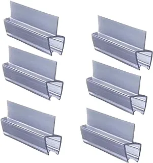 Royal Apex Translucent Weather Stripping Seal Sweep with Drip Rail, Shower Door PVC Silicone Lip Seal Strip for 8,10,12MM Frame-less Glass (1 Meter x 6Pcs) (10mm Glass, Џ Shape (Center Lip))