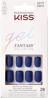 Kiss Gel Fantasy Collection Short Length Nails, Matte Blue, KGN19, 28 Count