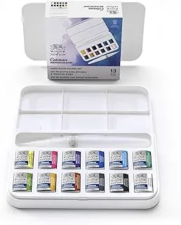 Winsor & Newton Cotman Water Colour Paint Deluxe Sketchers' Pocket Box, Set Of 16, Half Pans 5368