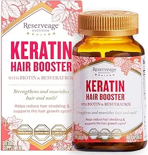 Reserveage, Keratin Hair Booster, and Nails Supplement, Supports Healthy Thickness Shine with Biotin, 60 Capsules (30 Servings)