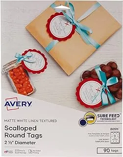 Avery Printable Blank Scallop Round Gift Tags with Sure Feed, 2.5