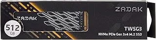 Zadak TWSG3 512 GB, 3D-NAND, PCIe Gen3 x4 NVMe 1.3 SSD, Read/Write 3500Mbps/3200Mbps - Black