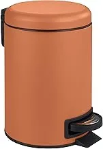 WENKO, Pedal Bin Leman, Stainless Steel, Soft Close Home Garbage Can, Durable & Strong Construction, 3 Litre Capacity, 17x25x22.5cm, Terracotta