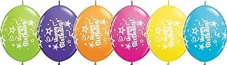 Qualatex birthday printed qlink party balloons 50-pieces, 12-inch size, tropical assorted