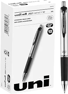 uni-ball 65870 12 Count (Pack of 1) Signo 207, Impact RT Gel Pen 1.0mm Bold Pens, Bulk Pens Pack, Black Ink by Uniball, Try Colored Office Supplies, Colorful Blue Ballpoint