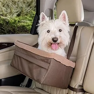 PetSafe Happy Ride Dog Booster Seat for Car/Truck/SUV, Tan, up to 18 lb with Headrest Strap