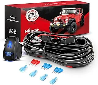 Nilight - 10013W Ni -Wa 07 Led Light Bar Wiring Harness Kit Sasquatch Lights 12V 5Pin Rocker Switch Laser On Off Waterproof Switch Power Relay Blade Fuse-2 Lead,2 Years Warranty