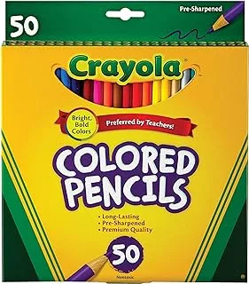 Crayola - Colored Pencils, Pre-Sharpened | Wooden Colored Pencils, Art Supplies for Drawing, Sketching, Painting and Coloring, Long Rod | 50 Pcs