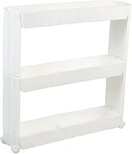 Organizers - Slim Slide Rack Trolley-3 Layer- Storage Cart 3-Tier, Bathroom Organization Slide Out Cart, Organization And Storage Utility Cart, Snack Cart With Wheels Thin Space Solutions, White