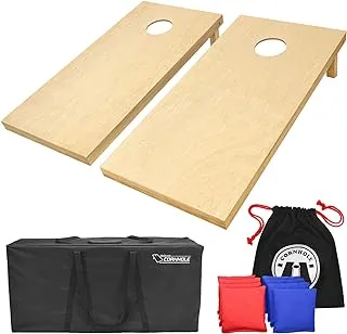 GoSports Solid Wood Premium Set - Choose Between 4feet x 2feet or 3feet x 2feet Game Boards, Includes Set of 8 Corn Hole Toss Bags