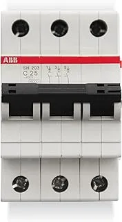 Abb Three Pole Miniature Circuit Breaker 25A Tp Mcb 6Ka Type C Sh203-C25 2Cds213001R0254