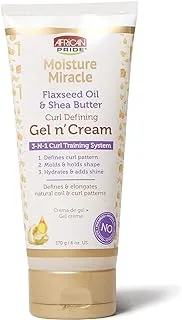 African Pride Moisture Miracle Gel n' Cream - 3-In-1 Curl Training System, Defines Curls, Holds Shape, Hydrates, Adds Shine, Contains Flaxseed Oil & Shea Butter, Defines & Elongates, 6 oz