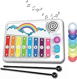 Lexibook Xylofun Electronic And Educational Xylophone For Children, Musical Toy Game, 8 Keys, Light Guiding, 2 Mallets Included, White/Blue, K340