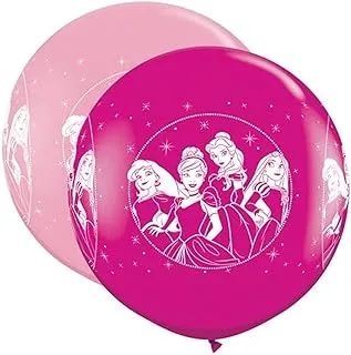 Qualatex Disney Princess Round Latex Balloons 2-Pieces, 3 Feet Inflatable Diameter, Pink/Wild Berry