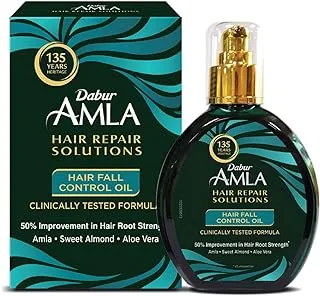 Dabur Amla Therapeutic Hair Oil 150ml | Hair Fall Control | Enriched with Pure Amla, Sweet Almond, Aloe Vera & 15+ Herbal Ingredients | 50% Improvement in Hair Root Strength | Clinically Tested