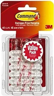 Command Small Decorating Clips, White, 40-Clips, 48-Strips, Decorate Damage-Free