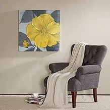 Madison Park Transitional Décor Yellow Bloom Hand Embellished Floral Canvas Wall Art, 30