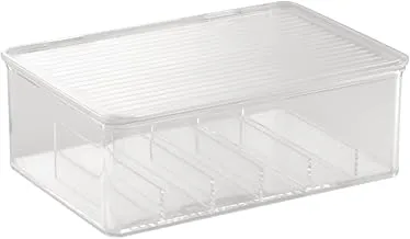 Idesign Clarity Plastic Divided Cosmetic Organizer Box With Lid, Storage Container For Vanity, Bathroom, Kitchen Cabinets, 10.75