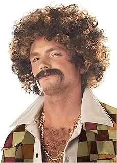 California Costumes Disco Dirt Bag Wig And Mustache, Brown, One Size