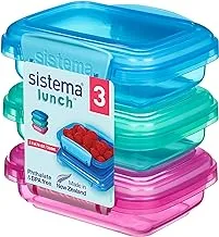 Sistema Lunch Food Storage Containers With Contrasting Clips, Green/Pink/Blue, 200 ml, Pack Of 3 6.7oz, 41524