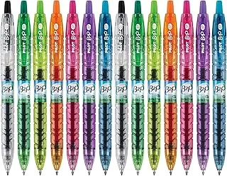 Pilot B2P Colors - Bottle To Pen Refillable & Retractable Rolling Ball Gel Pen Made From Recycled Bottles, Fine Point, Assorted Color G2 Inks, 14-Pack (15355)