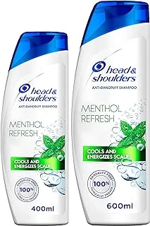 Head & Shoulders Menthol Refresh Anti-Dandruff Shampoo for Itchy Scalp, 600 ml + 400 ml