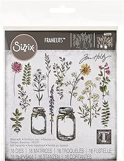 Sizzix Die Set, Flower Jar By Tim Holtz, 16 Pack, Multi Color, One Size Framelits, Multicolor