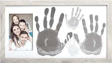 Kate & Milo Rustic Family Handprint Photo Frame, Keepsake DIY Craft for Night Parents and Children, Farmhouse Decor, Distressed Wood