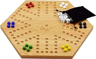 Solid Oak Double Sided Aggravation Marble Board Game 41Cm