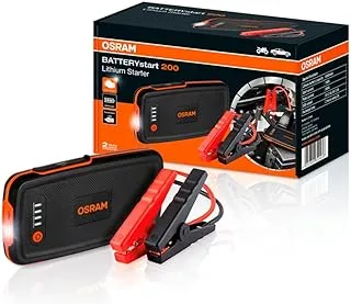 OSRAM Lithium Car Jump Starter with Powerbank 6000mAh, Car Battery Booster Mini, Batterystart200 500A , Compact, for 12V up to 3 l petrol cars, Phone/tablet charger with LED Light