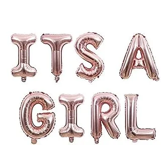 Yalulu Letter Foil Balloons Its A Girl Baby Girls Baby Shower Newborns Birthday Party Diy Decoration, Rose Gold, Large, OI-005