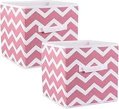 DII Non Woven Polyester Storage Bin, Chevron, Rose, Small Set of 2