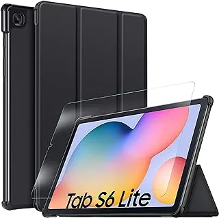 ELTD Case with Screen protector for Samsung Galaxy Tab S6 Lite, Flip Premium Slim light Shell Protective Cover Case with Screen protector for Samsung Galaxy Tab S6 Lite 10.4 Inch (Black)